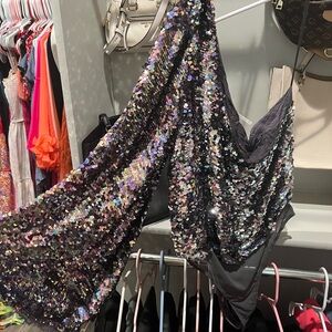 Free people sequined one shoulder party top bodysuit size large